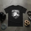 Pitbull BG 87 STEE BN 66 T-Shirt with a white Pitbull head graphic on a black tee