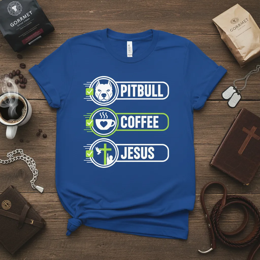 Pitbull Coffee Jesus T-Shirt Christian Dog Lover Gift