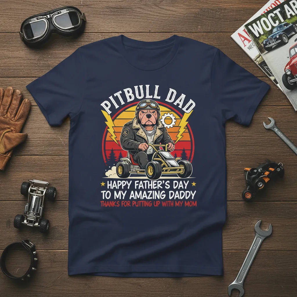 Pitbull Dad Happy Father’s Day T-Shirt for Amazing Daddy