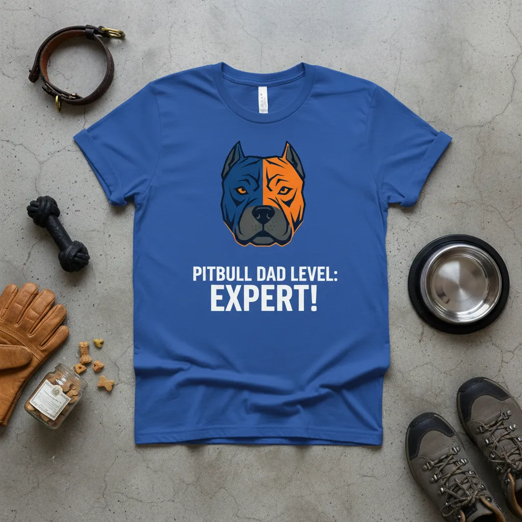 Pitbull Dad Level: Expert! T-Shirt Funny Dog Dad Gift