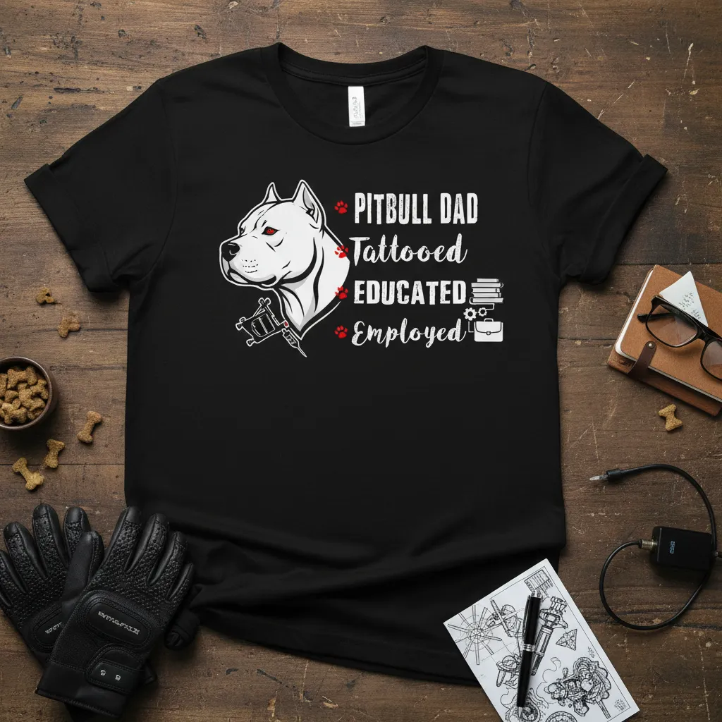 Pitbull Dad Tattooed Educated Employed T-Shirt