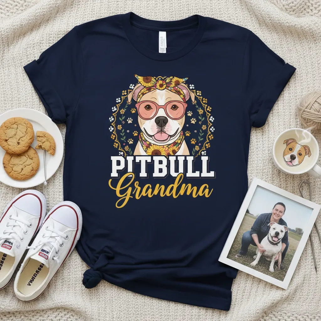 Pitbull Grandma T-Shirt Adorable Dog Lover Gift for Her
