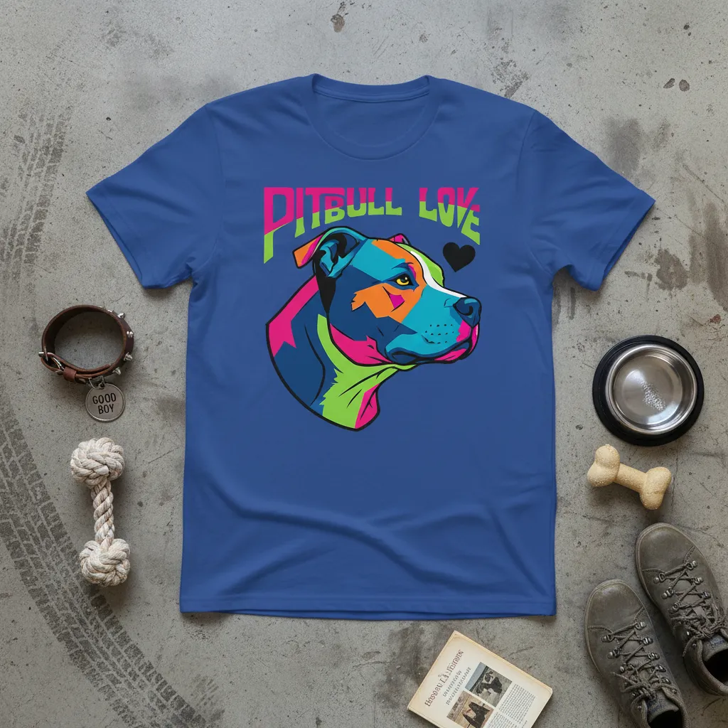 Pitbull Love Colorful Dog Graphic T-Shirt Gift for Lovers