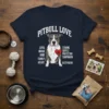 PITBULL LOVE LOYAL BRAVE text design featuring creative typography on quality t-shirt