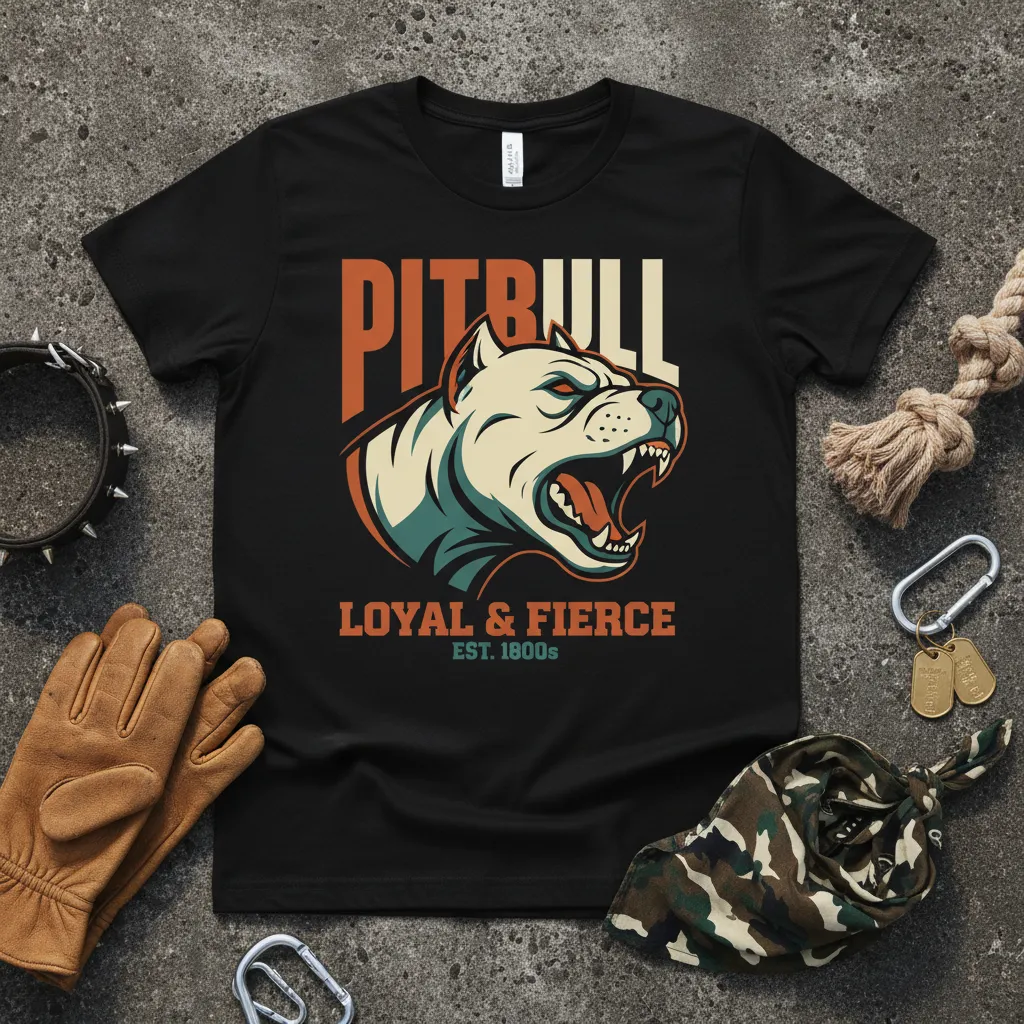 Pitbull Loyal & Fierce Est. 1800s T-Shirt Dog Lover Gift