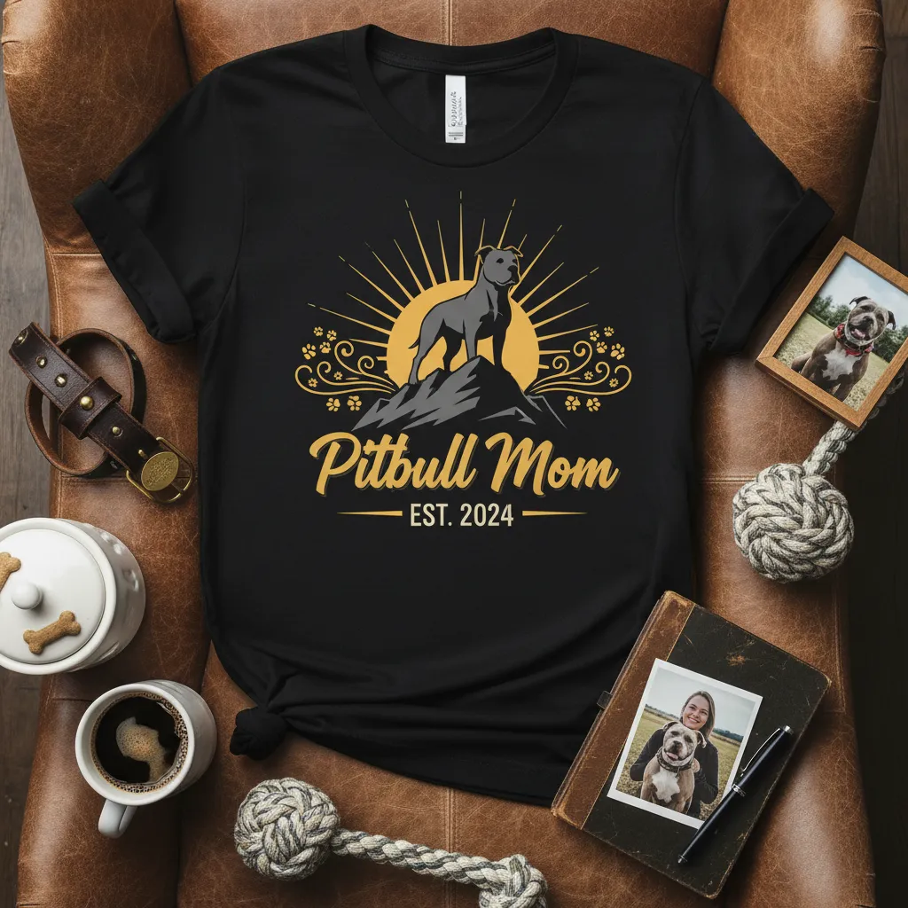 Pitbull Mom Est. 2024 T-Shirt Dog Lover Gift