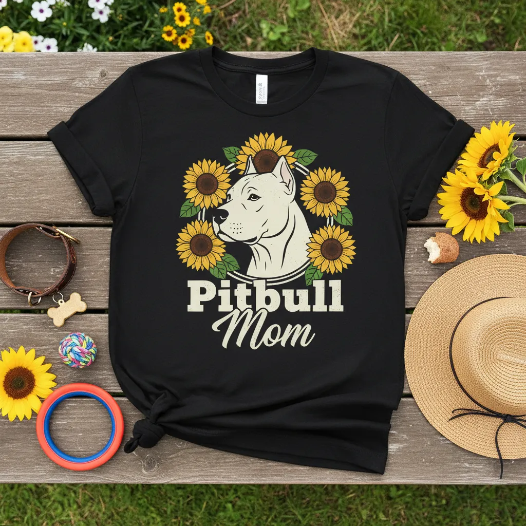 Pitbull Mom Sunflower T-Shirt | Gift for Dog Lovers