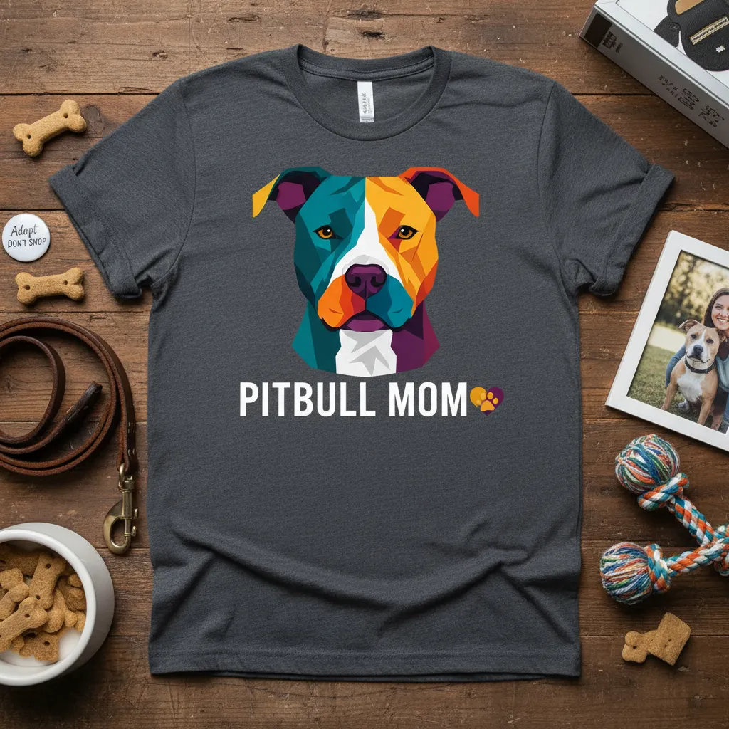Pitbull Mom T-Shirt Cute Geometric Dog Lover Gift
