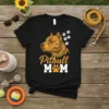 Pitbull Mom t-shirt design featuring an artistic pitbull head and paw print graphic with text