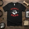 Pitbull Papa t-shirt design with red text and a pitbull head graphic