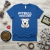 Pitbull Rescuer t-shirt with white pitbull illustration and red heart graphic