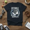 Pitbull Whisperer T-Shirt design featuring a detailed illustration of a pitbull's head within a geometric circle, with bold text