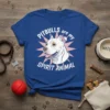 Pitbulls are my spirit animal text with a pitbull head graphic on a royal blue t-shirt