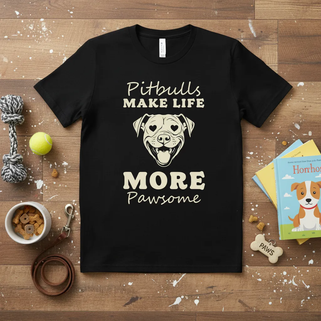 Pitbulls Make Life More Pawsome Dog Lover T-Shirt