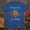 Property Of A Pitbull! text design with a pitbull dog graphic wearing a bandana and smoking a cigar