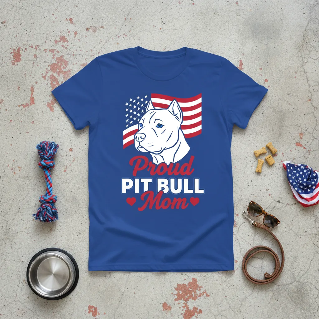 Proud Pit Bull Mom Patriotic Dog Lover T-Shirt