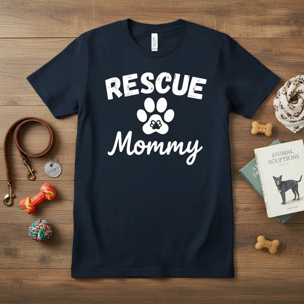 Rescue Mommy Dog Lover T-Shirt Adorable Pet Mom Gift