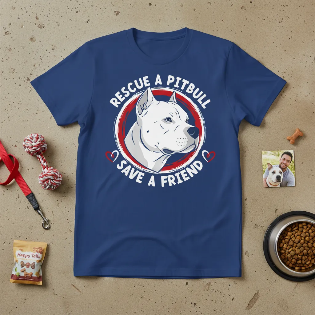 Rescue a Pitbull Save a Friend T-Shirt Dog Lover Gift