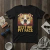 Black t-shirt with "Resting Pit Face" text and a pit bull dog graphic