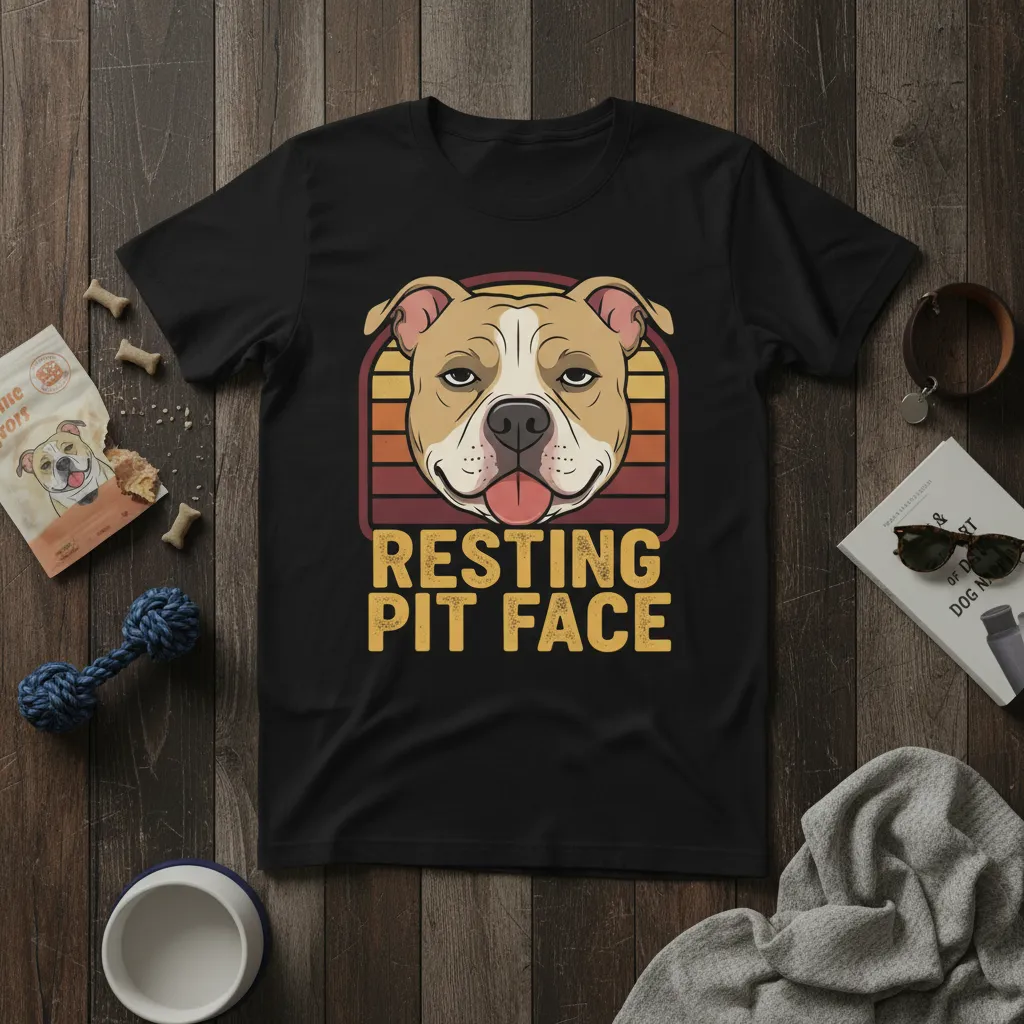 Resting Pit Face Dog Lover T-Shirt Funny Pitbull Gift