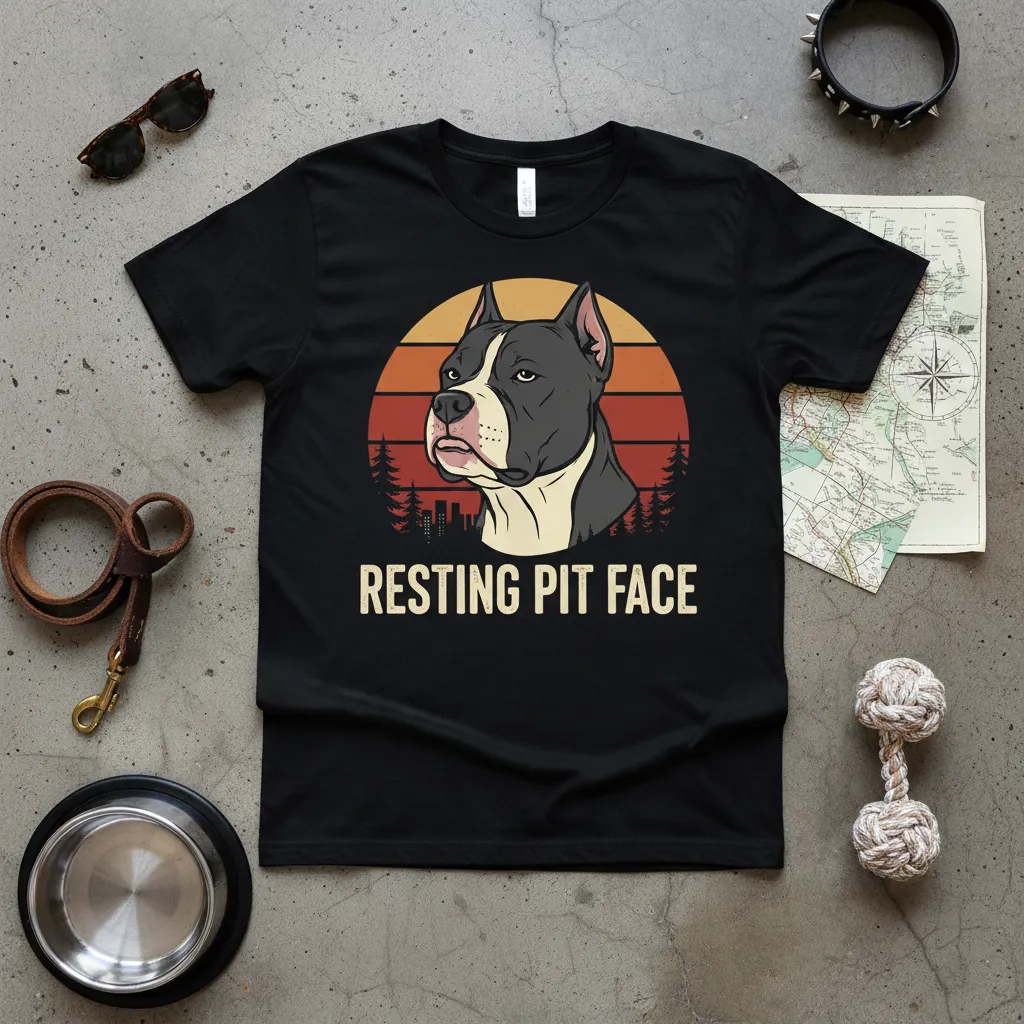 Resting Pit Face Pitbull Dog Lover T-Shirt Gift
