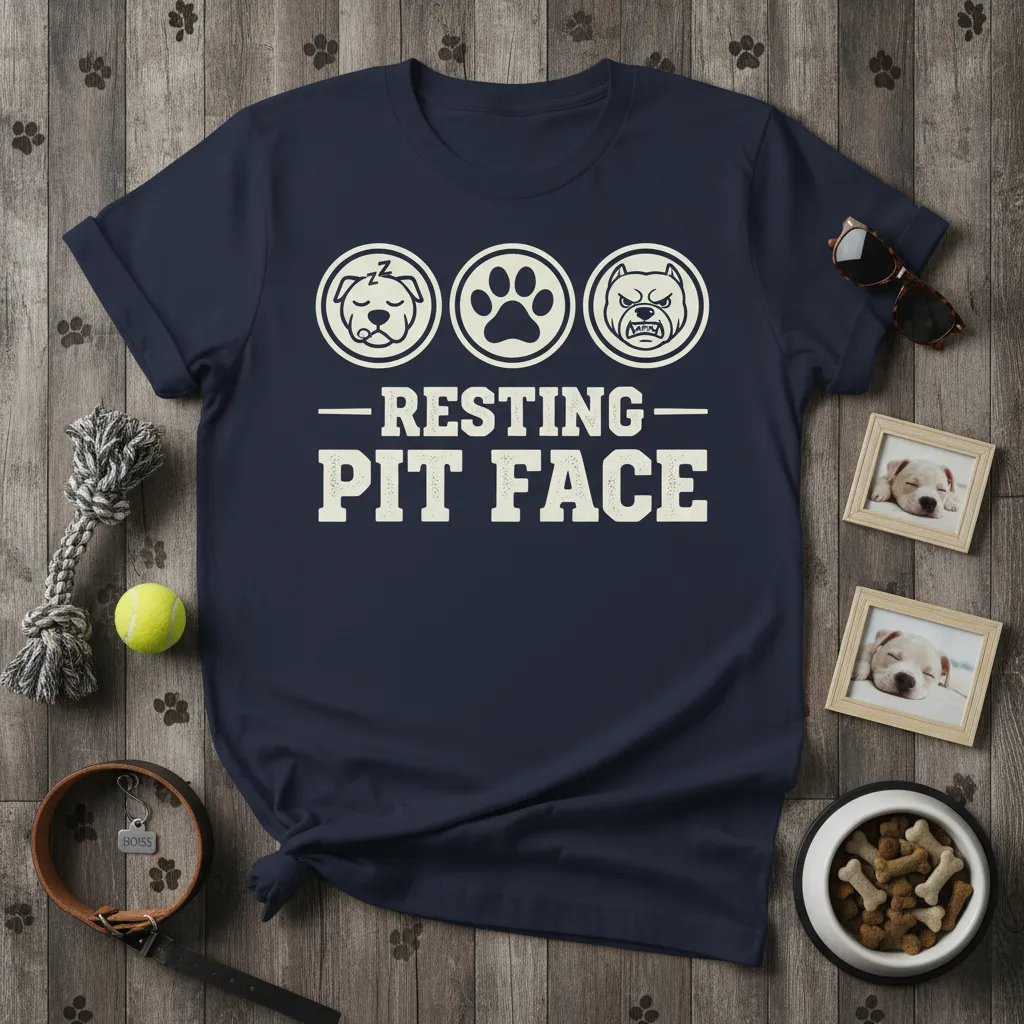 Resting Pit Face Pitbull Lover T-Shirt Funny Dog Gift
