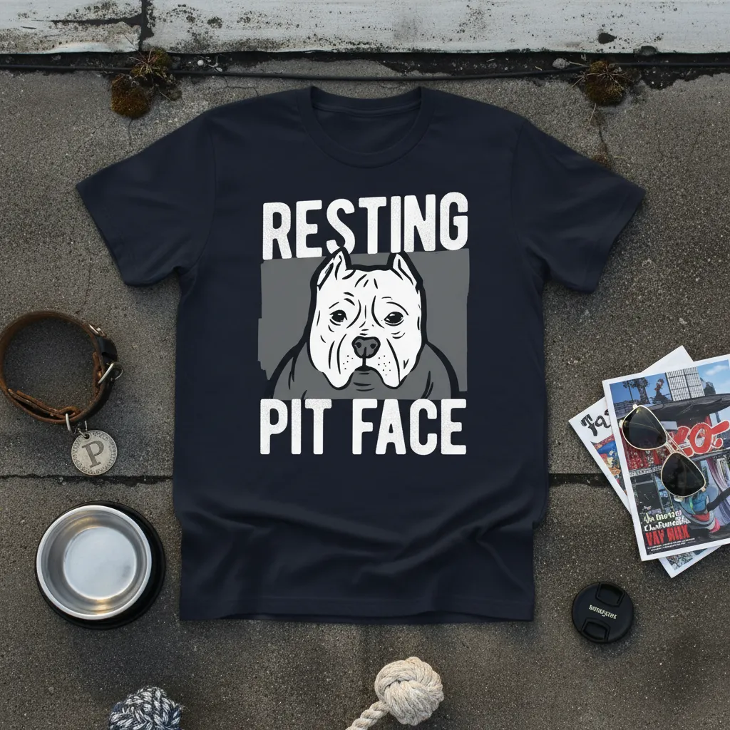 Resting Pit Face Pitbull Lover T-Shirt Funny Dog Gift