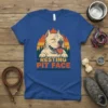 Resting Pit Face T-Shirt featuring a smiling pit bull dog illustration with mountains and sunset background