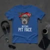Resting Pit Face t-shirt design with a pitbull wearing glasses and a bandana
