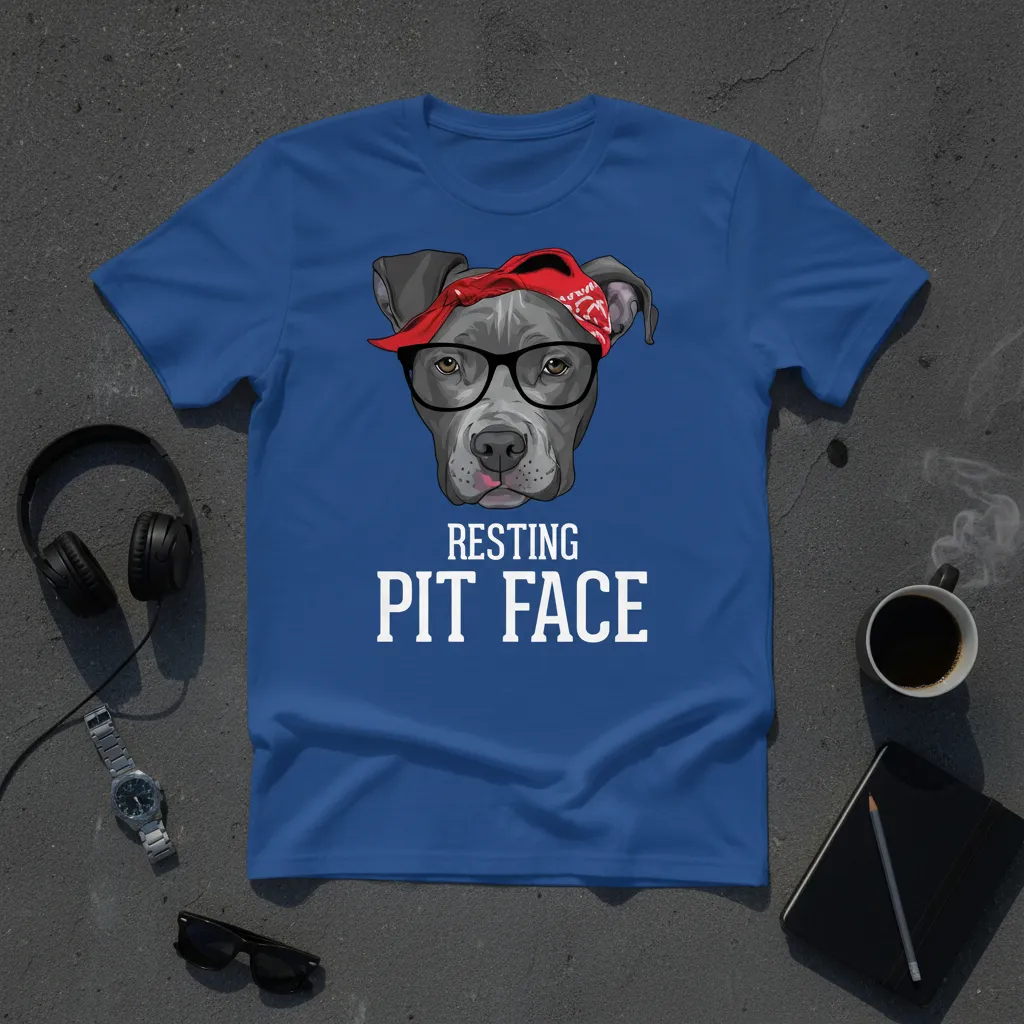 Resting Pit Face T-Shirt Funny Pitbull Dog Lover Gift