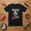 Black t-shirt with "RESTING PIT Face" design featuring a cute pit bull illustration