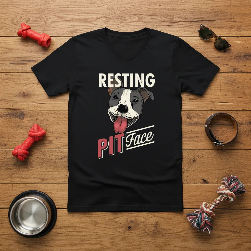 Resting Pit Face T-Shirt Funny Pitbull Dog Lover Gift