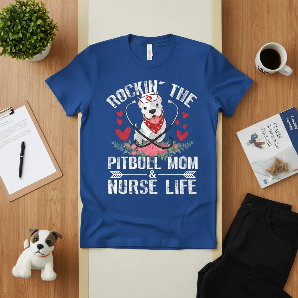 Rockin’ the Pitbull Mom & Nurse Life T-Shirt