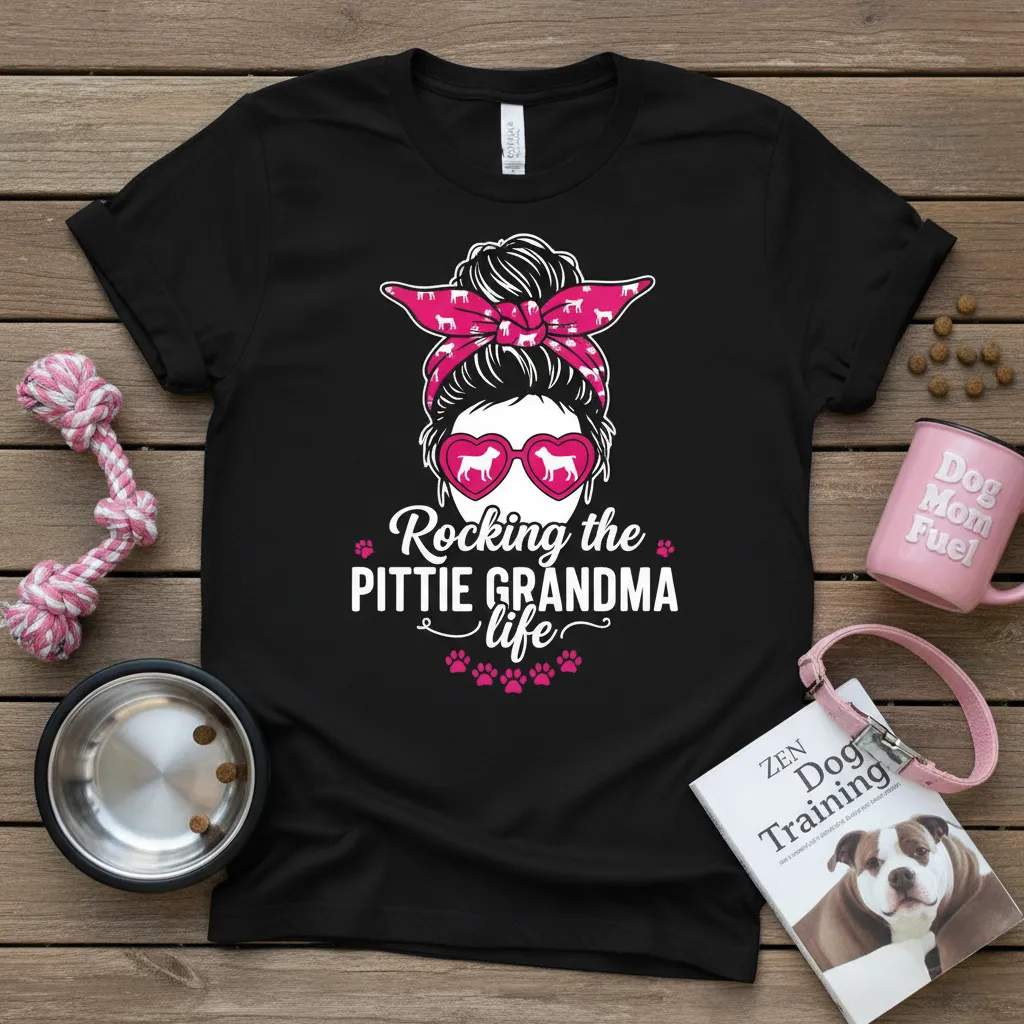 Rocking the Pittie Grandma Life T-Shirt Funny Dog Lover Gift
