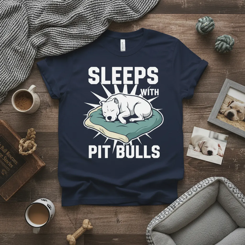 Sleeps With Pit Bulls T-Shirt Cute Dog Lover Gift Idea