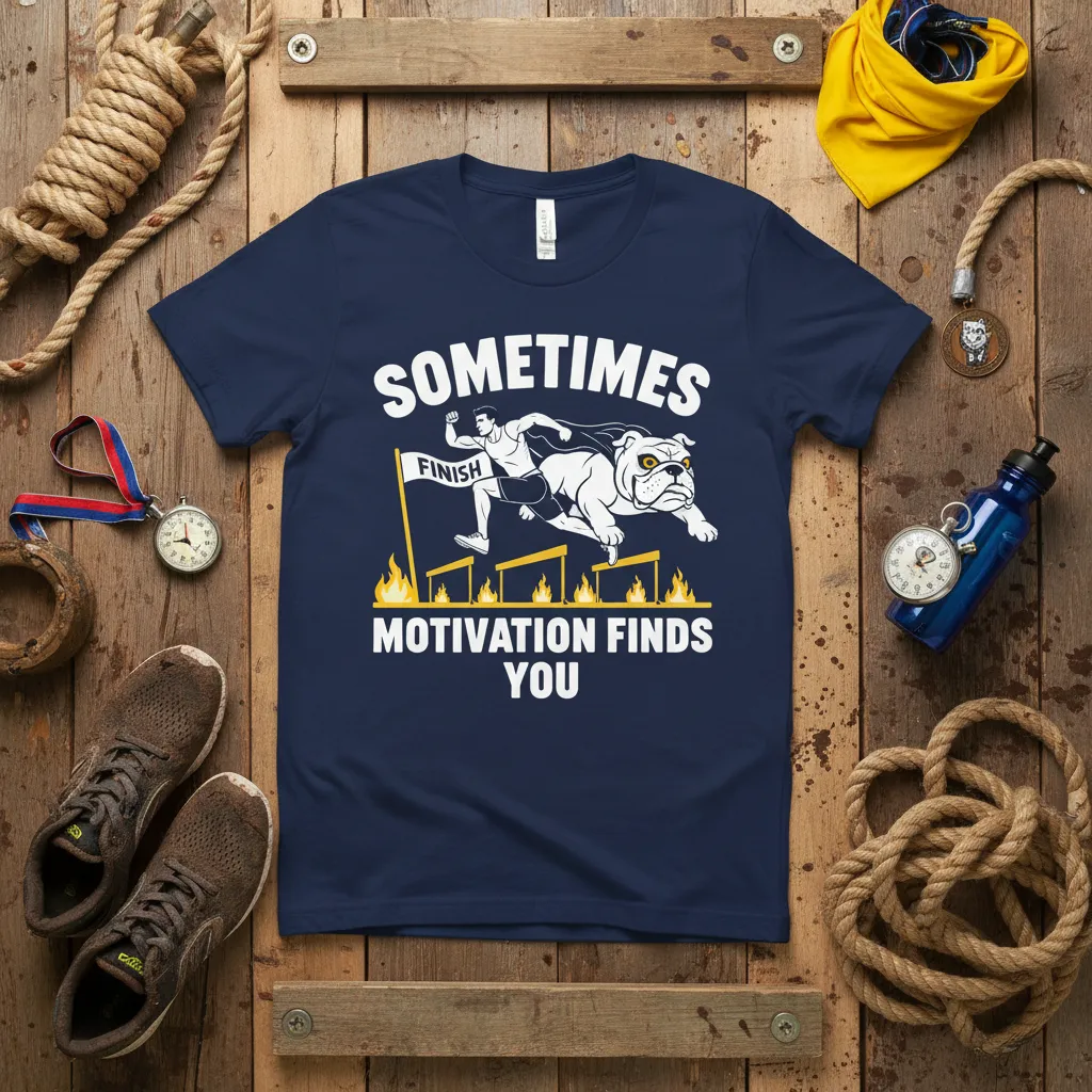 Sometimes Motivation Finds You Bulldog Running Tee