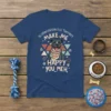 Staffordshire Bull Terriers MAKE ME HAPPY YOU MEH quote t-shirt with a graphic of a happy Staffy dog wearing a