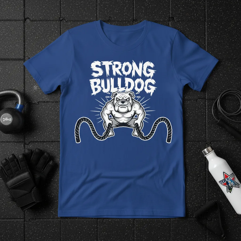 Strong Bulldog Fitness T-Shirt Gym Dog Gift
