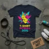 T-Shirt Pitbull Dog text design with a colorful, abstract pitbull head graphic in street art style