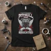 Tattooed Pittbull Dad Inked & Educated t-shirt with a pitbull wearing a bandana and wings graphic