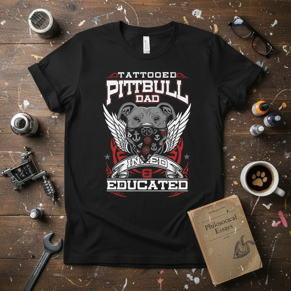 Tattooed Pittbull Dad Inked & Educated T-Shirt