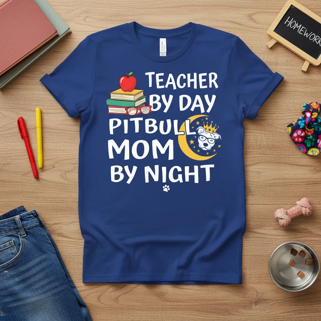 Teacher by Day Pitbull Mom by Night T-Shirt Gift