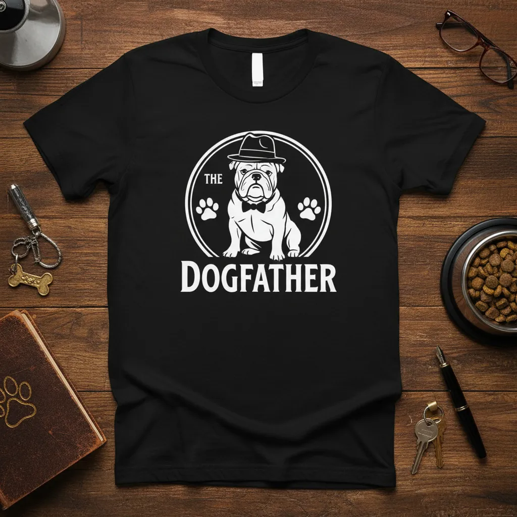 The Dogfather Bulldog T-Shirt Funny Dog Dad Gift Idea