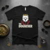 The Dogfather t-shirt with a pitbull wearing a crown and a regal collar, text below reads "THE DOGFATHER"