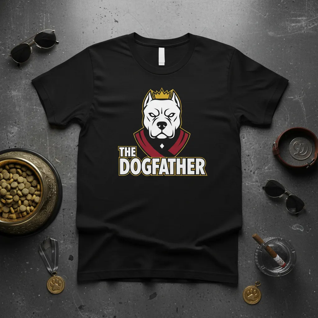 The Dogfather Pitbull King T-Shirt Funny Dog Dad Gift