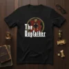 The Dogfather Rottweiler t-shirt design featuring a dog sitting in a chair with the text "The Dogfather"