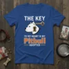 The Key To My Heart Is My Pitbull Adopted text with a white pitbull head and golden key design on