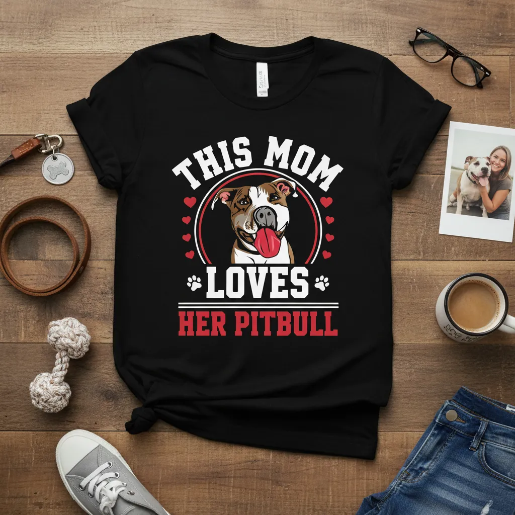 This Mom Loves Her Pitbull Dog Lover T-Shirt Gift