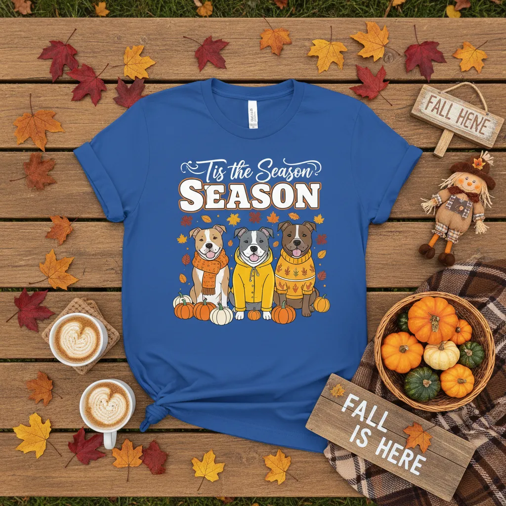 Tis the Season Season Dog T-Shirt Fall Pitbull Lover Gift