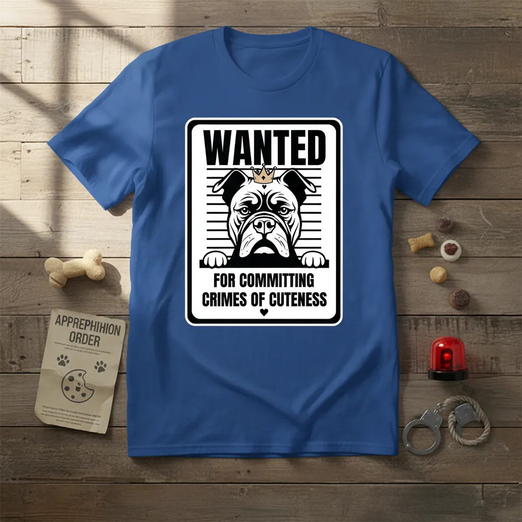 Wanted for Committing Crimes of Cuteness Bulldog T-Shirt